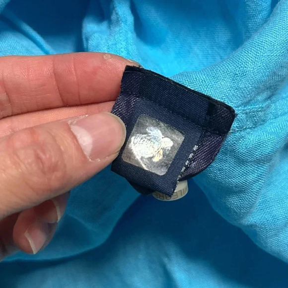 Vilebrequin  Linen Baby Blue Short Sleeve Button Up Shirt Mens 2XL - Picture 7 of 9